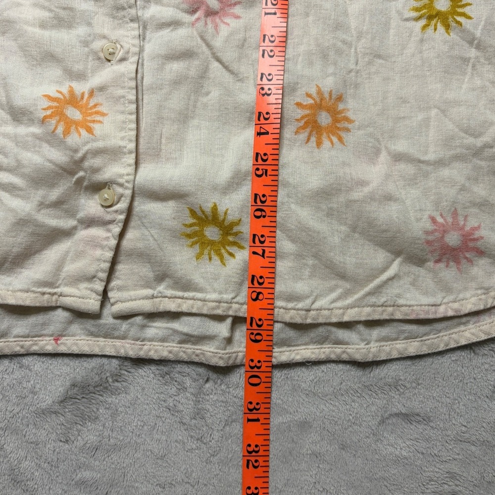 Old‎ Navy Boyfriend Shirt Womens L Celestial Stars Linen Blend Boho Oversized - Picture 6 of 7